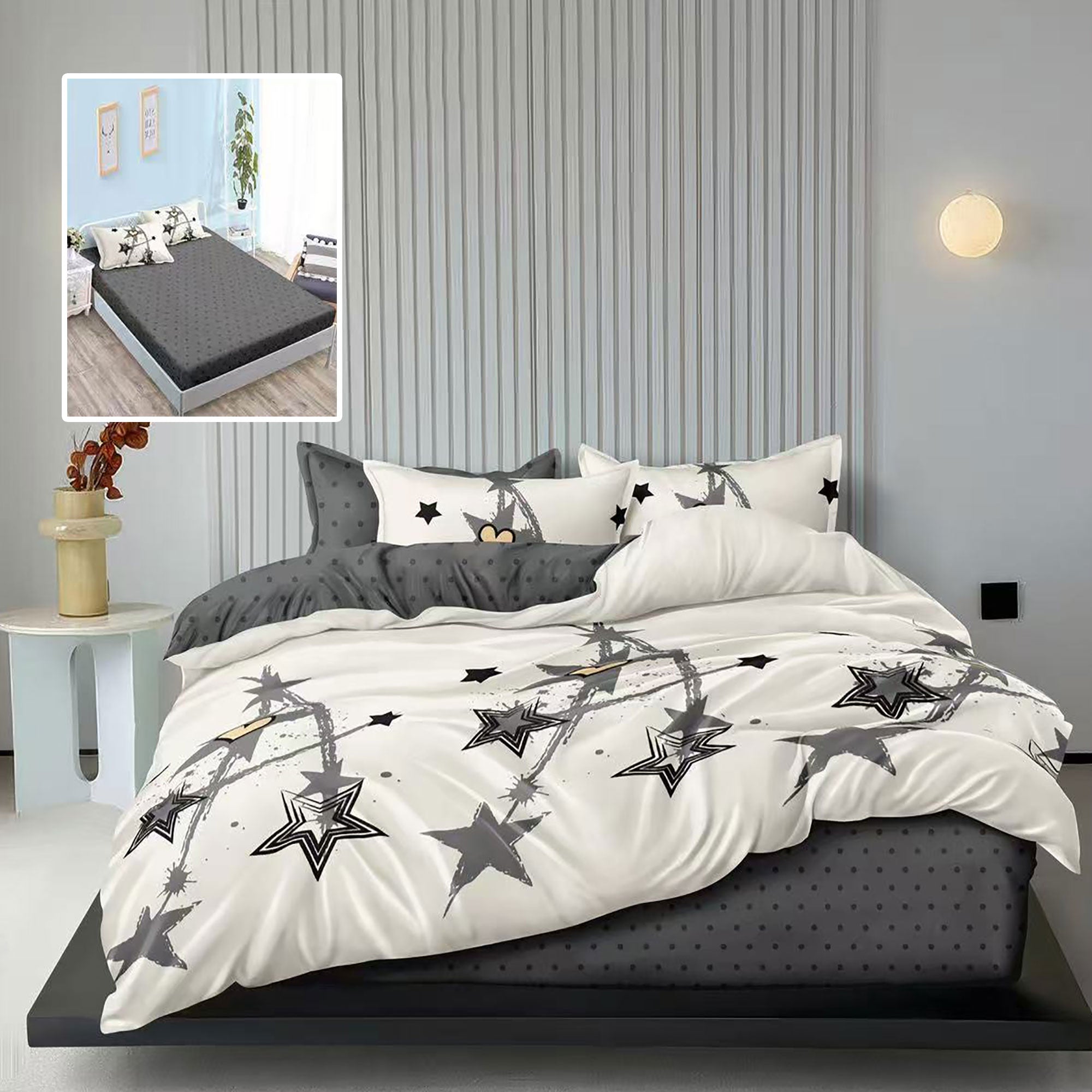 LENJERIE FINET 6 PIESE CU HUSĂ - 160x200 ȘI 180x200 (TAYLOR-H)